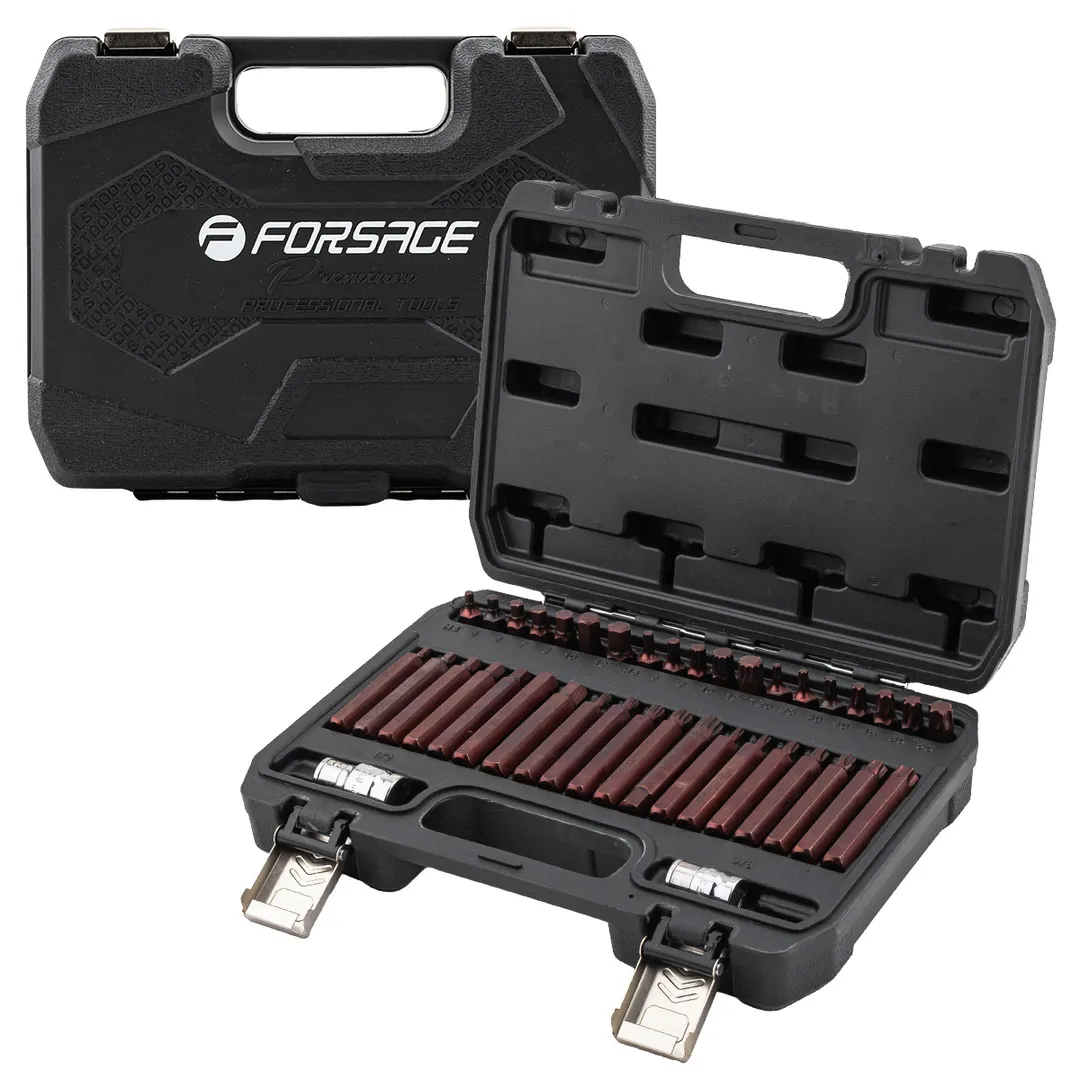 Набор бит Torx, HEX, Spline 10 мм с битодержателями ''Premium'' 40 пр. Forsage F-4401D