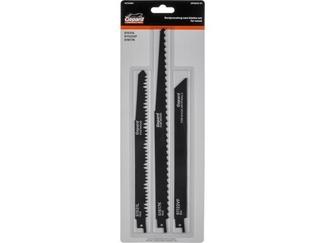 Набор пилок сабельных по дереву 3шт., GP0643-01, S1531L, S1122VF, S1617K GEPARD GP0643-01