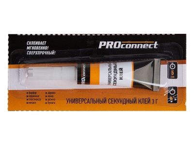 Клей универсальный секундный 3 гр, на мульти-карте, упак. 12 шт. PROCONNECT 61-0900
