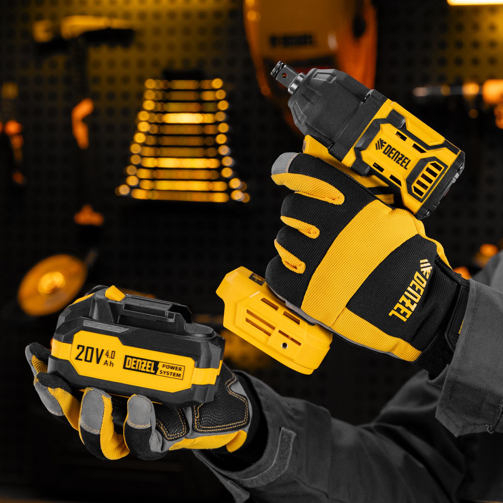 Гайковерт ударный аккумуляторный бесщет. CIWH-BL-20-500, Li-Ion, 20 В Denzel 26524