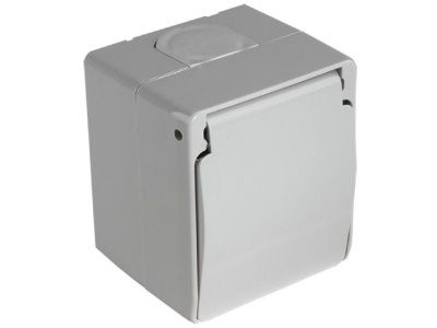 Розетка 1-ая (открытая, с/з, с крышкой) серая, NEMLIYER, (16 A, 250 V, IP 44) Mutlusan 21501100203