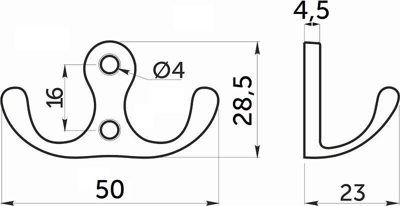 Крючок меб. двухрожковый мет. WP19 хром GRIDLI 115667