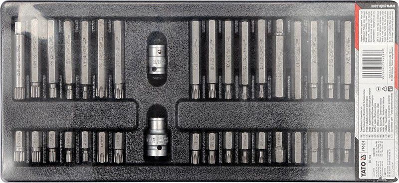 Набор бит TORX, HEX, SPLINE 10 мм. в ложементе 40 пр. Yato YT-5538