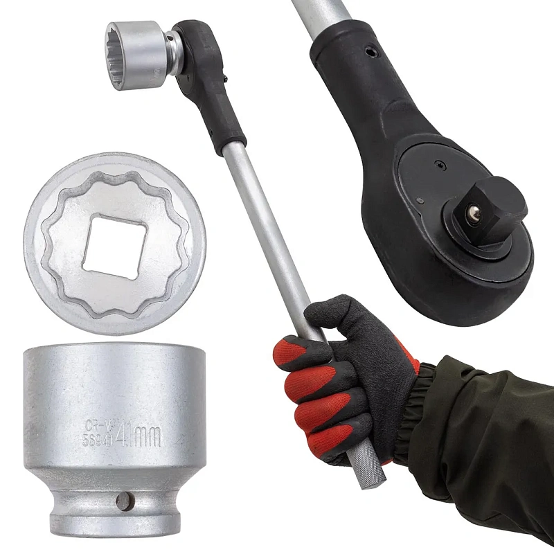 Набор головок 17-50 мм 3/4'' 12-гр, с трещоткой 16 пр ForceKraft FK-6161-9