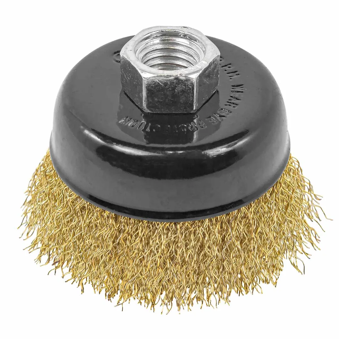 Кордщетка чашеобразная латунная для УШМ 60 мм, М14 RockForce RF-BWC025