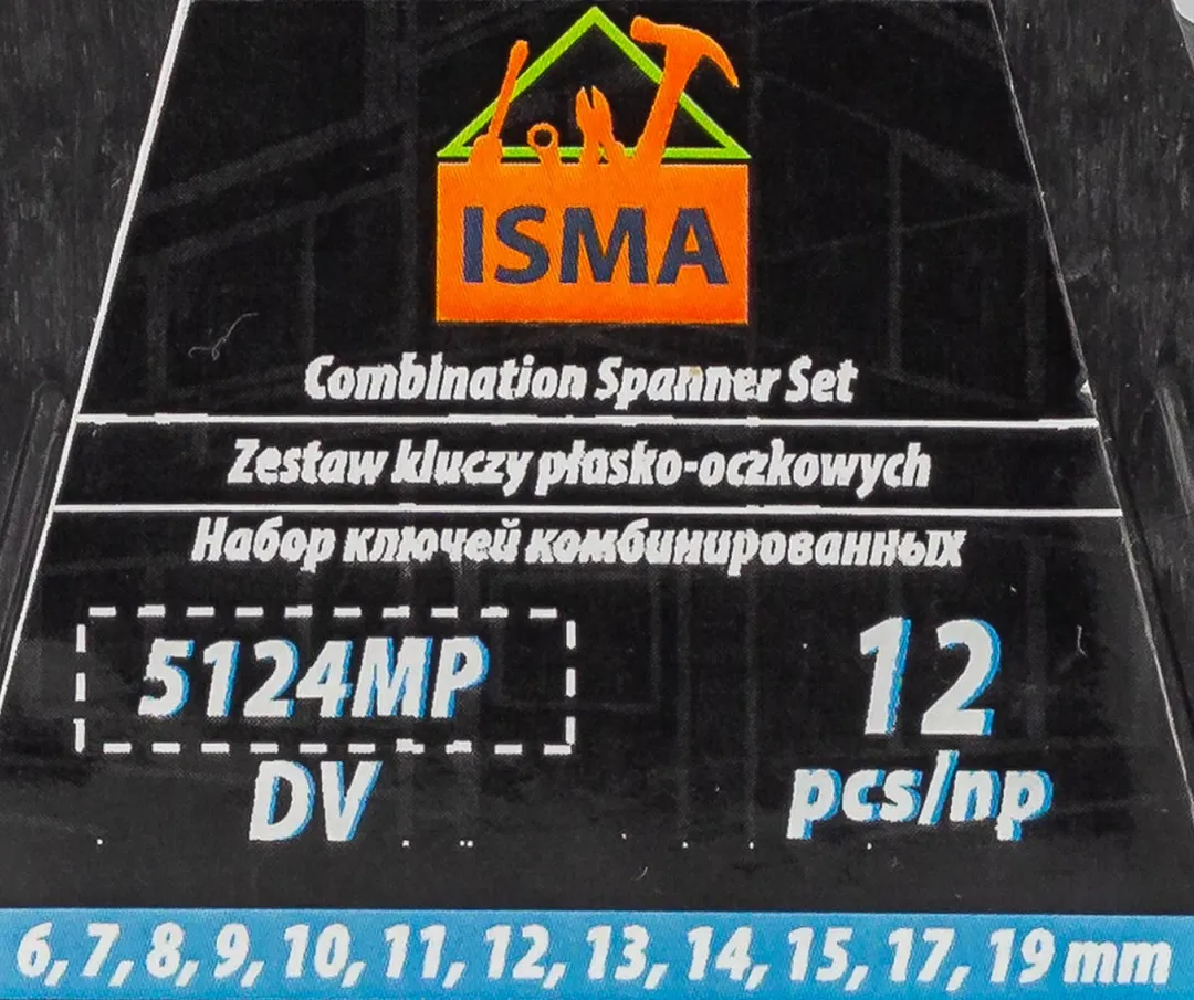 Набор комбинированных ключей 12 пр. 6-15, 17, 19 мм ISMA ISMA-5124MP DV