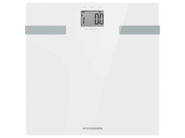 Весы напольные ASB-474, 180 кг, стекло 6 мм, дисплей 50х35 мм, изм-ние уровня воды, жира, мышечной массы NORMANN ASB-474