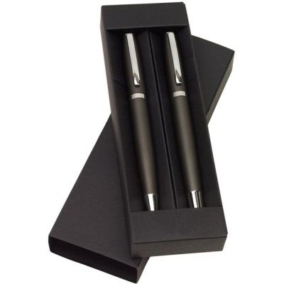 Набор ручек "Alphabet": ручка шариковая автоматическая и роллер, серый