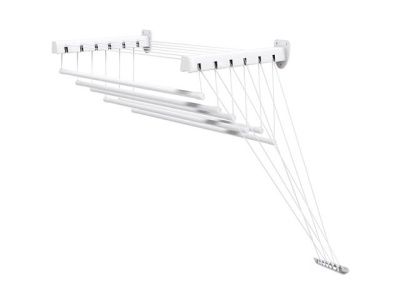 Сушилка для белья стеновая стальная 1,4 м, 6 стержней, белая, PERFECTO LINEA 36-003141