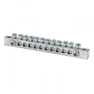 Шина PEN "ноль-земля" (6x9мм) 12 отв, цинк крепеж по краям EKF sn1-63-12-k