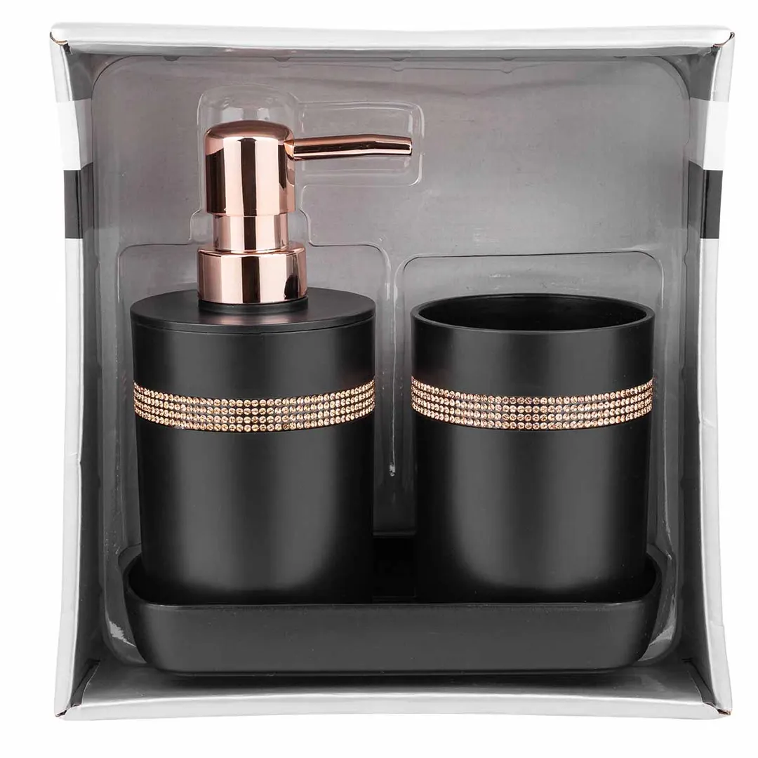 Набор для ванной комнаты 3 пр., дозатор для мыла, подставка для зубных щеток, лоток для аксессуаров La and Te beaute LT-BSP-13BK