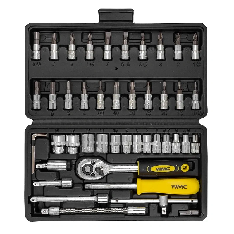 Набор инструментов 46 пр. 1/4", 6-гр., 4-14 мм WMC TOOLS WMC-2462-5(New)