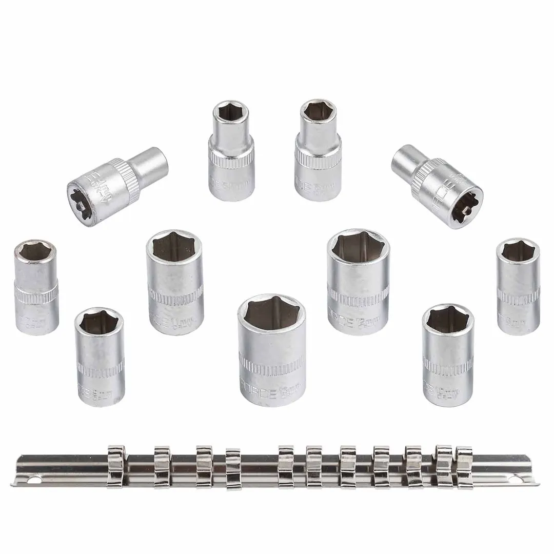 Набор головок 11 пр. 1/4'' 6-гр. 4, 5, 5.5, 6-13 мм на планке RockForce RF-2111-5