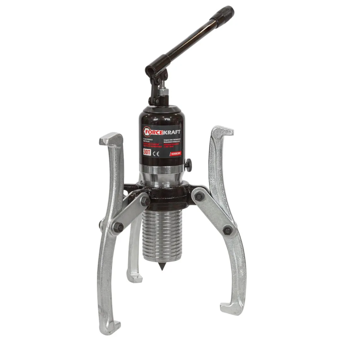 Съемник двух-трехлапый переставной гидравлический 30 т, Øзахвата 150-400 мм, глубина захвата 220 мм, ход штока 70 мм, ForceKraft FK-6590630H