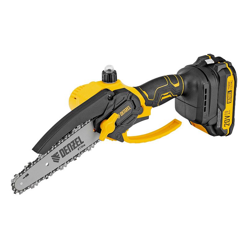 Цепная мини-пила аккумуляторная бесщет., CCS-150, шина 150 мм, Li-Ion, 20 В Denzel 58650
