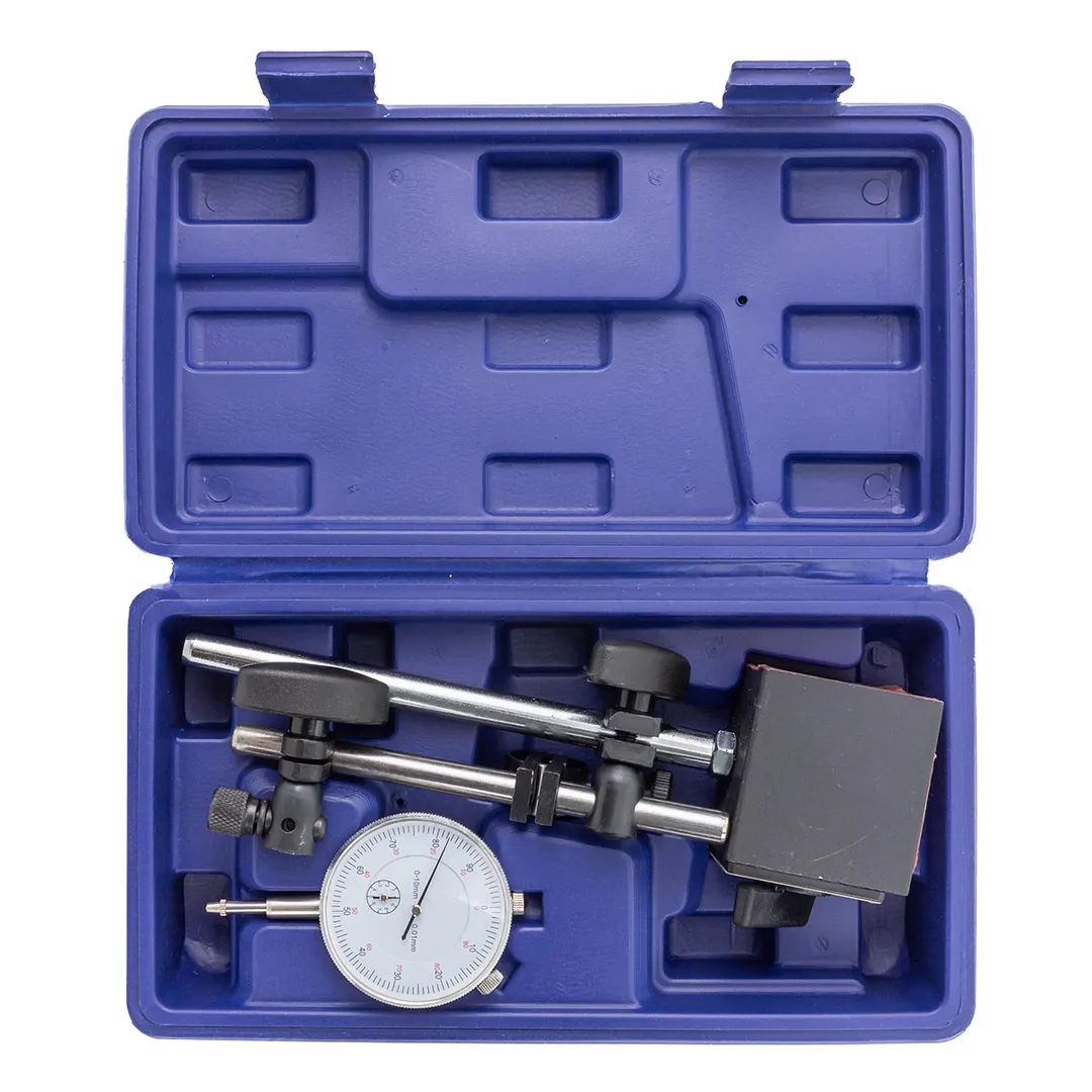 Индикатор часового типа с магнитной стойкой 0-10 мм, погрешность-0,01 мм, в пласт.кейсе YATAFORCE YF-01729