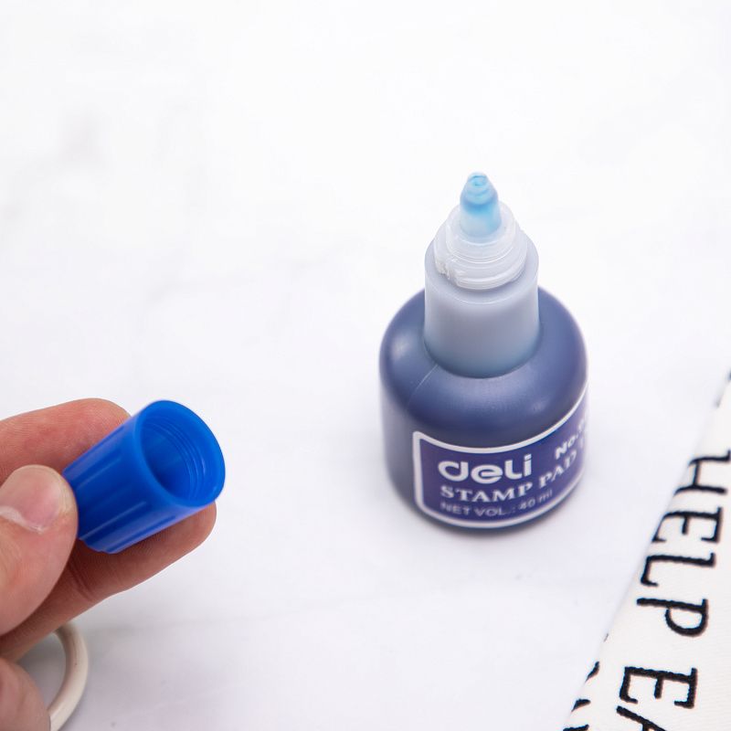 Штемпельная краска "Deli", 40 мл, синий