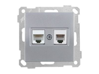 Розетка телефонная + компьютерная, RJ12+Cat5e серебро, ELITRA, Mutlusan 2270 139 0192