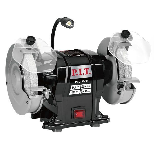 Станок точильный электрич., 300 Вт, 2950 об/мин, Ø150х12.7х20 мм, LED, пылезащита PIT PBG150-C2