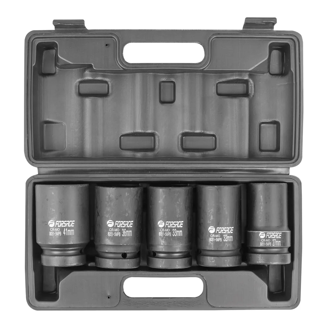 Набор головок ударных глубоких 5 пр., 1" 6-гр. 27, 32, 33, 36, 41 мм Forsage F-8051-5MPB