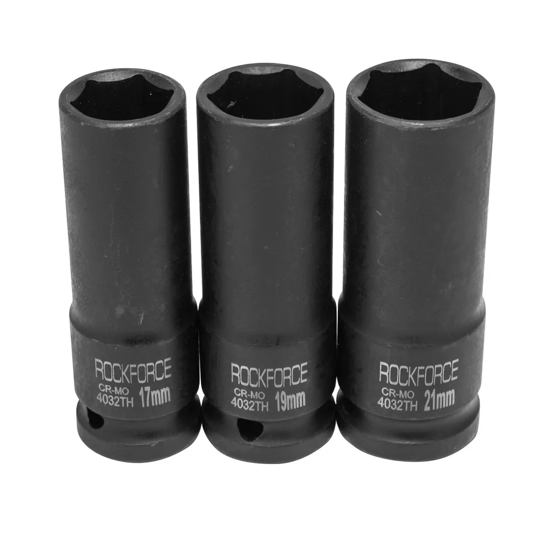 Набор ударных головок для литых дисков 17, 19, 21 мм 3 пр 1/2'' 6-гр RockForce RF-4032TH