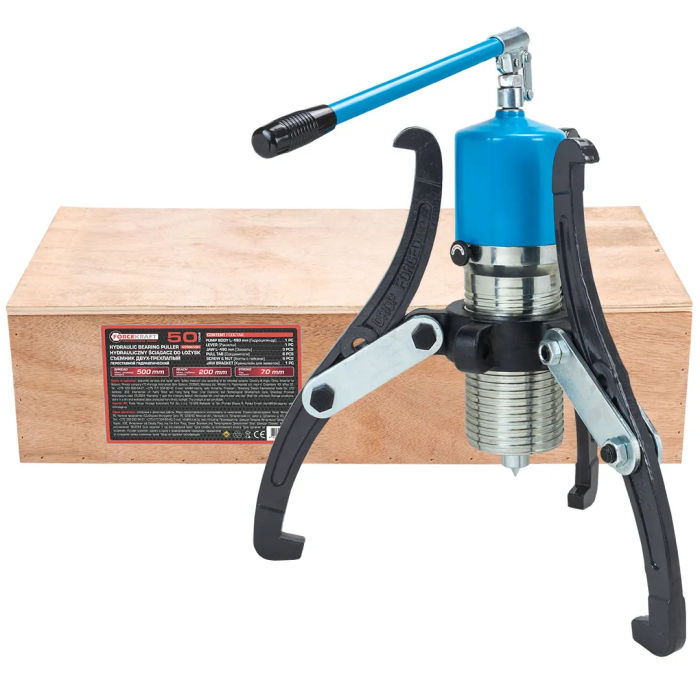 Съемник двух-трехлапый переставной гидравлический 50 т, Øзахвата 200-500 мм, глубина 250 мм, ход штока 60 мм ForceKraft FK-6590650H