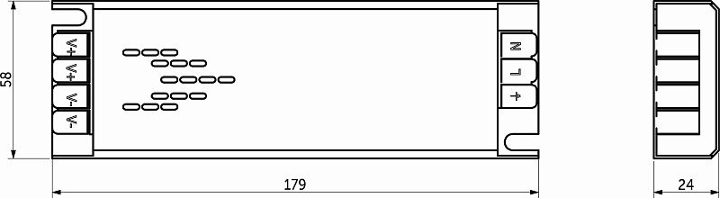 Блок питания Indoor 100W/24V, серия 6, медленный запуск, с диммированием, быстрозажимные клеммы, AKS 115420