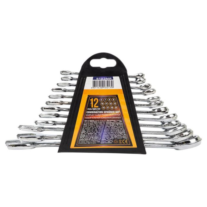 Набор комбинированных ключей 12 пр 6-14, 17, 19, 22 мм MEGATOOLS MT-5123MP
