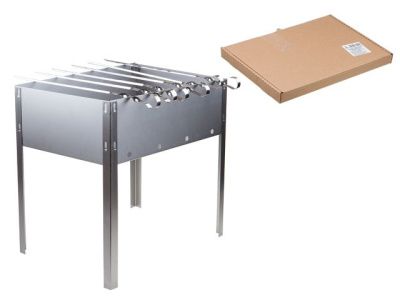 Мангал сборный ''Походный'' с шампурами в г/карт.кор.350х250х350х0,4толщ,6 шамп. угол.),PERFECTO LINEA 47-750490