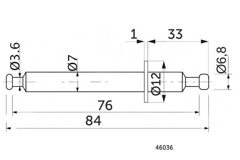 Шток эксцентрика двусторонний 7*76/82 для плиты 16мм, уп/1тыс.шт, Marcopol 80001