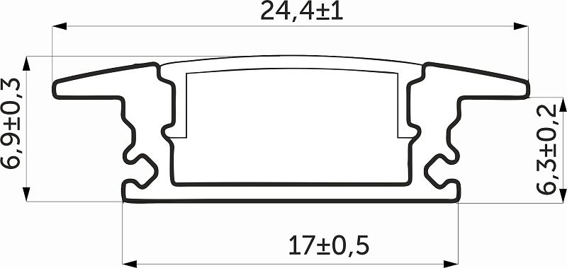 Профиль алюминиевый врезной LIRA-1707 с экраном, цвет черный, 2м, в комплекте 4 заглушки и 4 крепления, AKS 121505