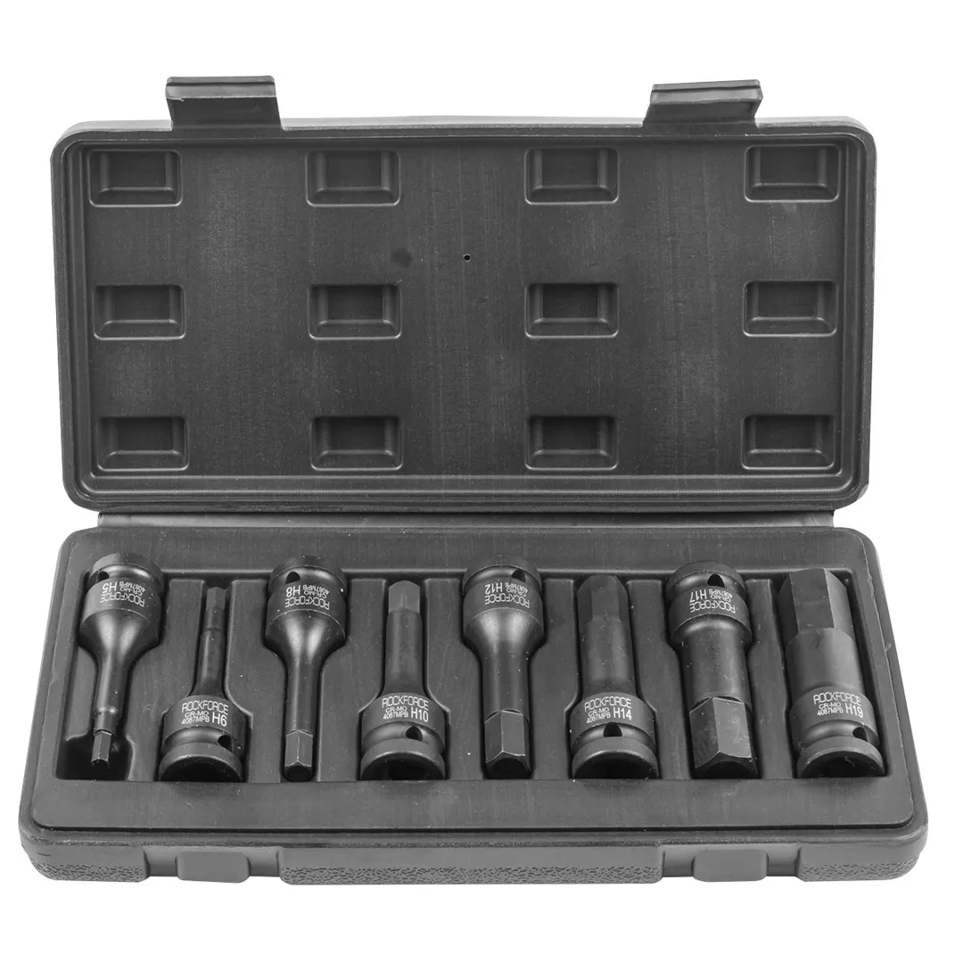 Набор головок-бит HEX ударных H5-H19 1/2'' 8 пр RockForce RF-4087MPB
