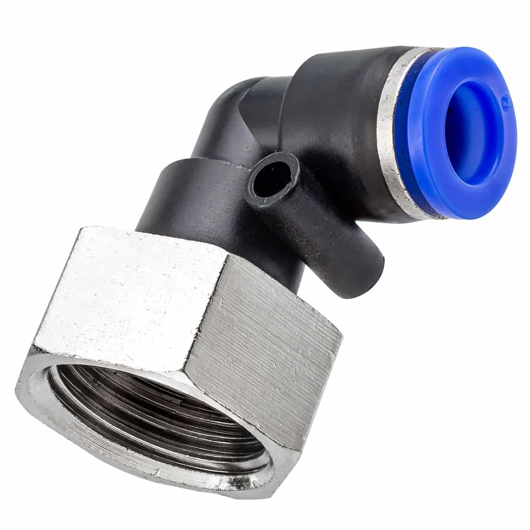 Фитинг угловой для пластиковых трубок 8 мм с внутренней резьбой 1/2'' RockForce RF-SPLF08-04