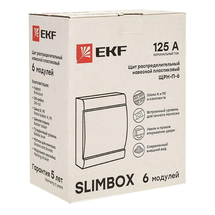 Щит распределительный ЩРН-П-6 "SlimBox" белая дверца IP41 EKF PROxima sb-n-6w
