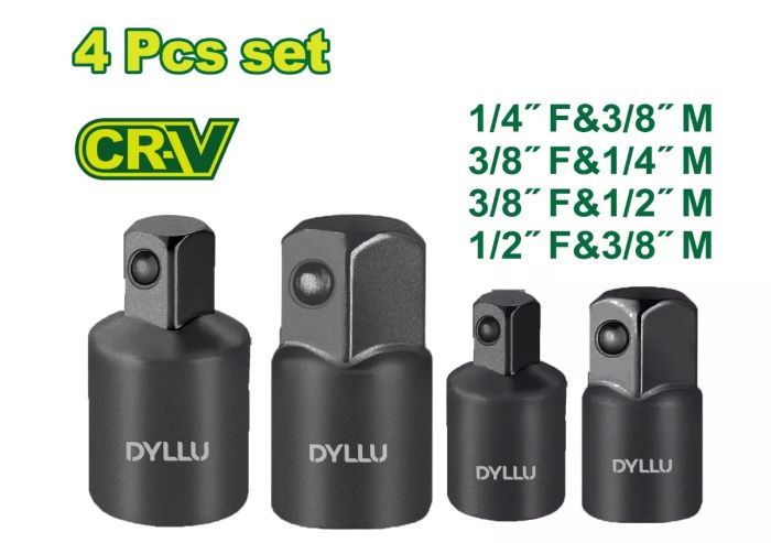 Набор ударных адаптеров 1/2", 1/4", 3/8" 4 пр DYLLU DTMS6404