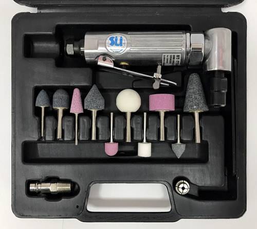 Пневм. шлиф. машинка с поворотом 90 гр., 20000 об/мин 6мм с набором камней и дисков Sumake ST-7734МK