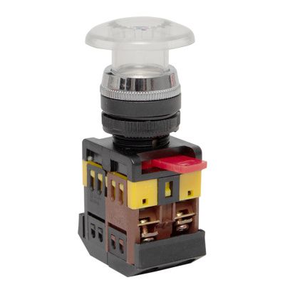 Кнопка AELA-22 белая с подсветкой NO+NC 220В Грибок EKF PROxima pbn-aela-1w-220