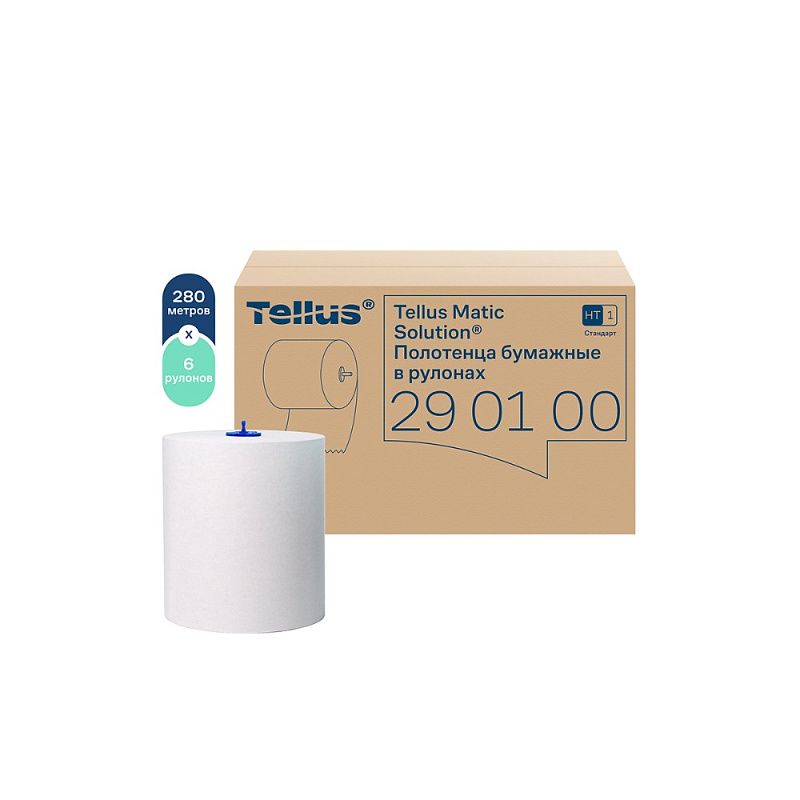 Полотенца бумажные Tellus Matic Стандарт, в рулонах, 1 слой, Н1, 280 м