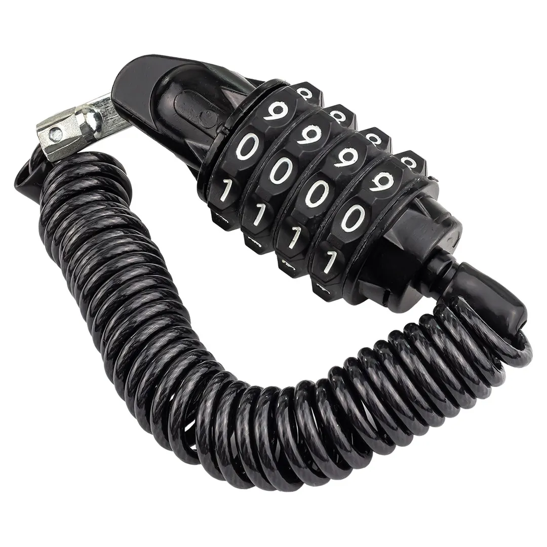 Замок велосипедный с кодовым паролем, толщина троса 3 мм, длина троса 1800 мм, код 4 цифры ForceKraft FK-JQ 8330