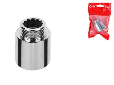 Удлинитель 3/4" вн.-нар.х25 мм усиленный ХРОМ, инд. упак. AV Engineering AVE301043