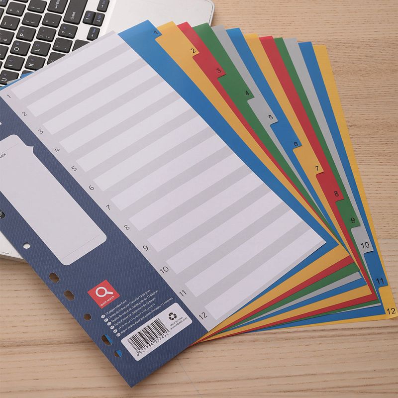 Разделитель "Deli", A4, 12 делений, ассорти