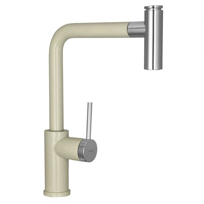 Смеситель для кухни с выдвижной лейкой, нержавеющая сталь, серый + хром Wisent W6055-19