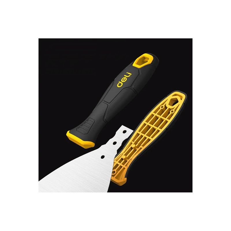 Шпатель нержавеющий Deli YS EDL-HD5, 125 мм, ручка 2K, черный, желтый