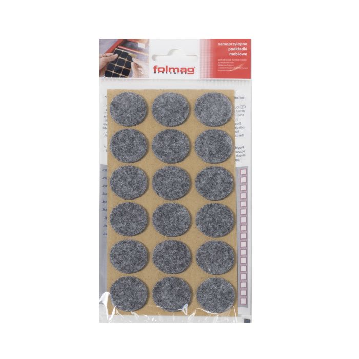Подкладка самоприлипающая фетровая d25мм (1лист-18шт) серая FOLMAG 11112