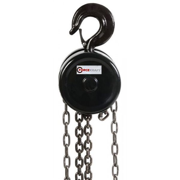 Таль механическая подвесная с фиксацией цепи натяжения, 2 т, длина цепи - 2.5м в кейсе ForceKraft FK-TRC9020S BIG