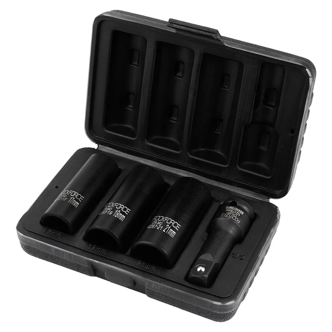 Набор головок-экстракторов 17, 19, 21 мм с удлинителем 1/2'' 4 пр RockForce RF-4267