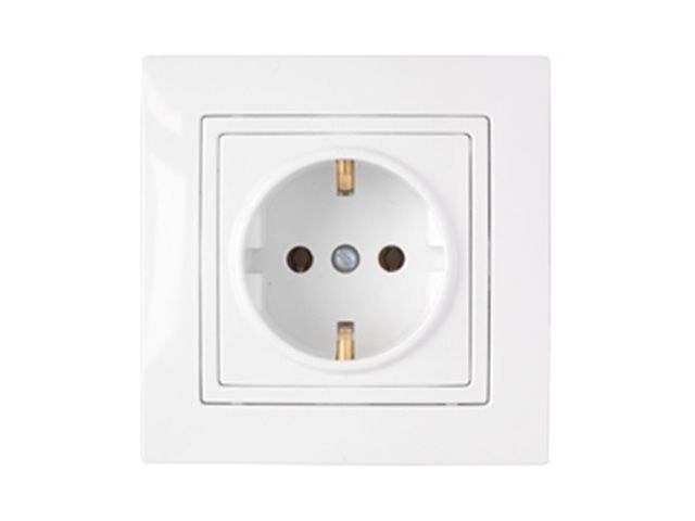 Розетка 1-ая (скрытая, с/з) белая, Уют, Bylectrica РС16-339
