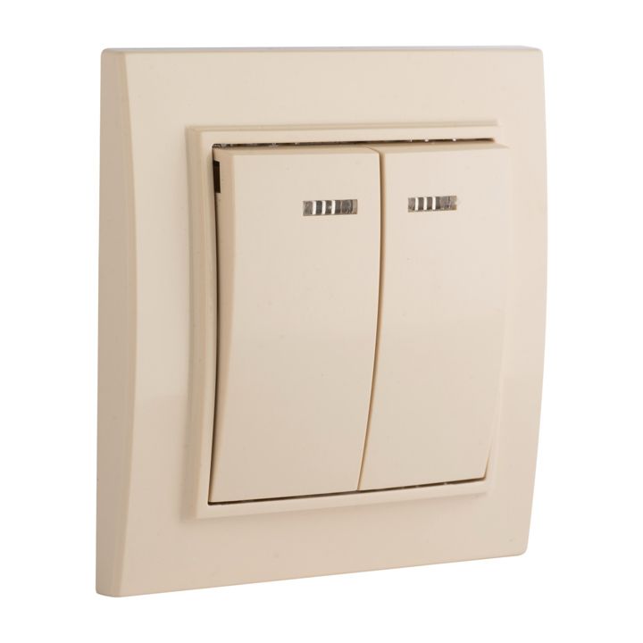 Выключатель 2-кл, СП, Минск, с индикатором 10А, бежевый EKF ERV10-123-20