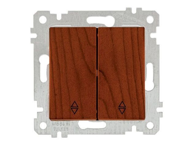 Выключатель проходной 2-клав., скрытый, без рамки, пруж. зажим, вишня, RITA, 10 A, 250 V, IP 20, Mutlusan 22004040156