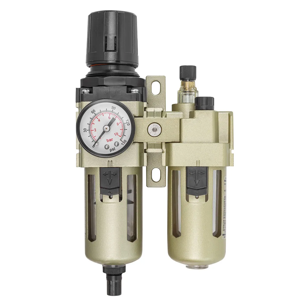Блок подготовки воздуха, фильтр-регулятор + лубрикатор, 1/4" RockForce RF-AC3010-02